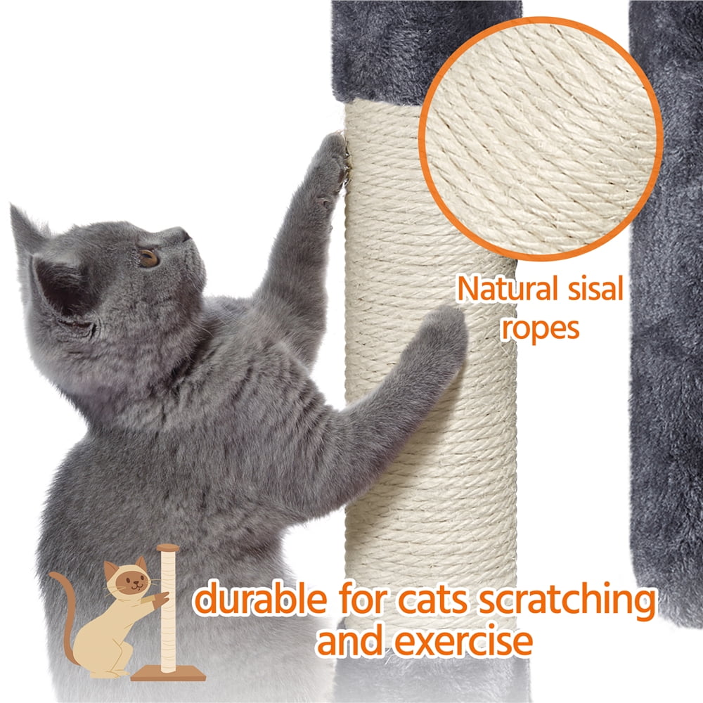 Alden Design 33.5''H Plush Cat Tree with Wide Platform Condo for Indoor Cats, Dark Gray