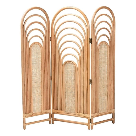 bali & pari Golda Modern Bohemian Natural Brown Rattan Room Divider