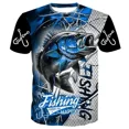 thumbnail image 2 of Camiseta cómoda informal para hombre, camiseta deportiva ajustada con estampado de elementos de pesca en el bosque, transpirable, de manga corta, a la moda, 2 of 5