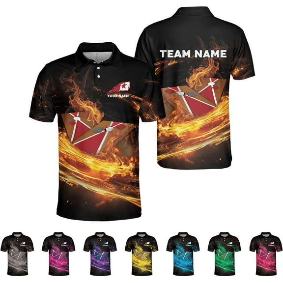 Personalized Cornhole Polo Shirts 3D Over Print for Men & Women, Funny Cornhole Player Sports Polo T-Shirt for Team (Orange, S)