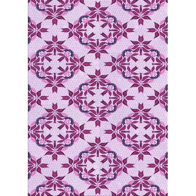 Ahgly Tapis Rectangulaire Lavable en Machine Intérieur Transitionnel Fleur Rose, 4 Pieds x 6 Pieds