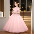 thumbnail image 4 of Girls Formal Tulle Princess Dress, Elegant Puffy Net Dress for Flower Girl Junior Bridesmaid, Wedding Birthday Party Special Occasion Gown Age 3Y-14Y Pink 150, 4 of 9