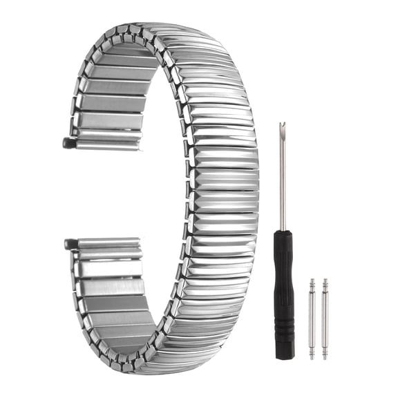 Uxcell Expansion Watch Bands 18mm Stainless Steel Stretch Watch Straps, Silver