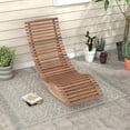thumbnail image 4 of Spaco Outdoor Acacia Wood Rocking Chair with Widened Slatted Seat and High Back, Patio Rocking Chair, Brown, 4 of 10
