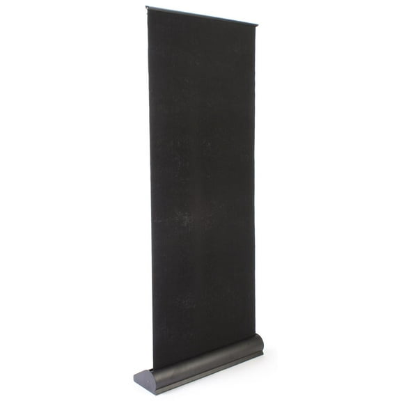 Retractable Banner Stand with Hook & Loop-Receptive Fabric, Hook-and-Loop System, Single Sided, Carrying Case Included - Black (RETVBNBLK)