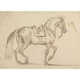 thumbnail image 2 of James Seymour 14x11 Black Ornate Wood Framed Double Matted Museum Art Print Titled: Saddled Horse, with a Crest Branded on His Flank, Walking to Right, 2 of 5