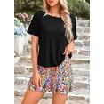 thumbnail image 4 of PRETTYGARDEN Women's Summer 2 Piece Outfits Lounge Sets Short Sleeve Tee Shirts Tops Blouses Pockets Printed Shorts Tracksuit, 4 of 10