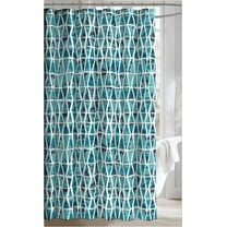Serafina Home Geometric Camouflage Fabric Blue and White Shower Curtain for Bathroom: Teal Blue Navy