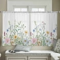 thumbnail image 4 of Spring Floral Sheer Curtains 54 Inches Length 2 Panels Set, Window Sheer Curtains for Living Room/Bedroom, Wildflowers Herbs Summer Botanical Light Filtering Rod Pocket Curtain 52'' x 54'' x 2, 4 of 7