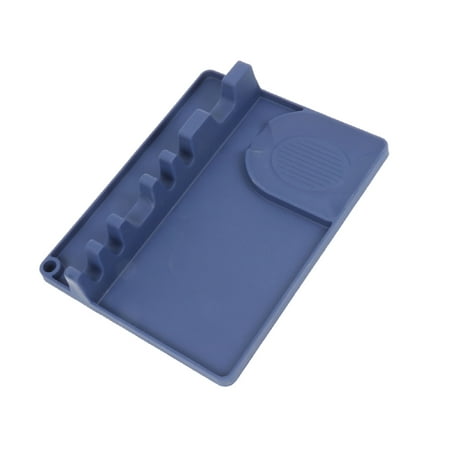 

Rinhoo Silicone Spoon Rest 2 in 1 Tong Spatula Holder Portable Kitchen Utensil Tableware Rack Blue