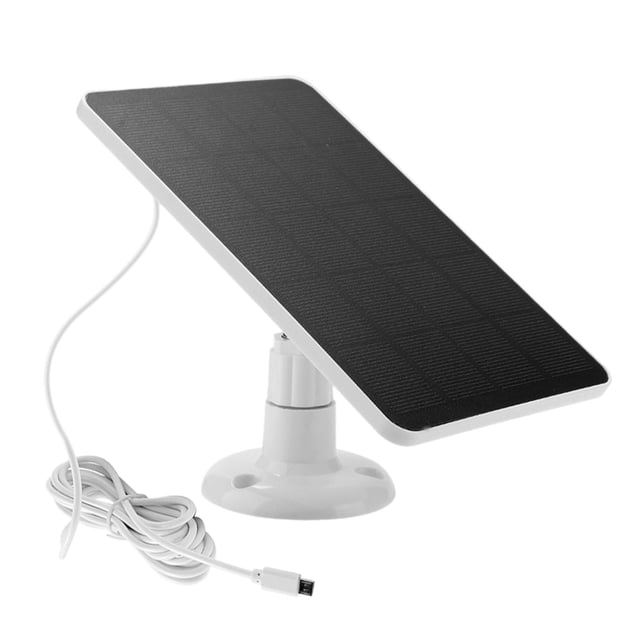 Panel solar de carga de 4W y 5V, resistente al agua, fácil de instalar para cámara de seguridad, soporte de rotación de 360 grados montado en la pared Puerto micro USB