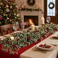 thumbnail image 5 of Christmas Holly Garland with Berry & Poinsettia, 6.4ft Flexible Vine Garland with Green Leaves & Red Berries, Realistic Faux Greenery Hanging Decor for Mantel, Wall, Door & Holiday, 5 of 8