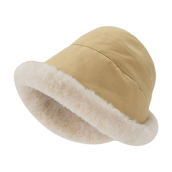 TELOLY Fur Hat Thick Plush Insulation Design Fur Hat for Women Prevents Stuffiness Faux Fur Hat Light Khaki