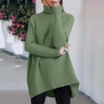 thumbnail image 2 of Baberdicy Sweaters for Women Womens Turtleneck Long Batwing Sleeve Asymmetric Hem Casual Pullover Sweater Knit Tops Womens Sweaters Green, 2 of 5