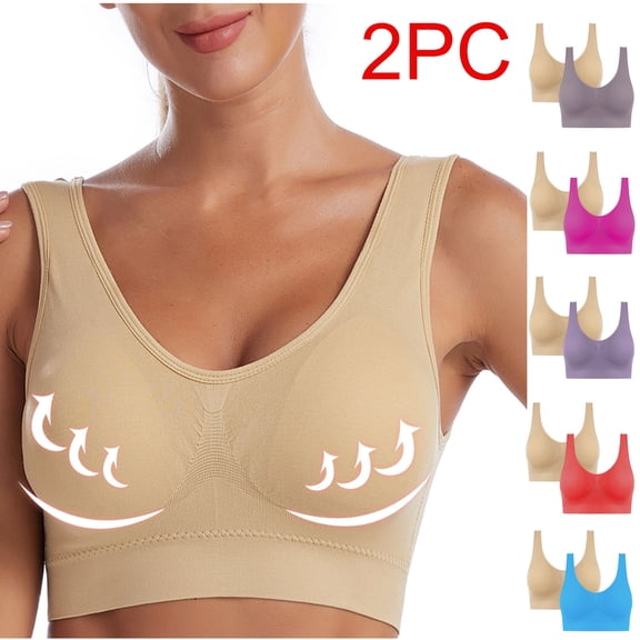 Utoimkio 2 Pack High Support Sports Bras for Women No Underwire Workout Gym Activewear Bras for Women Daily Bras