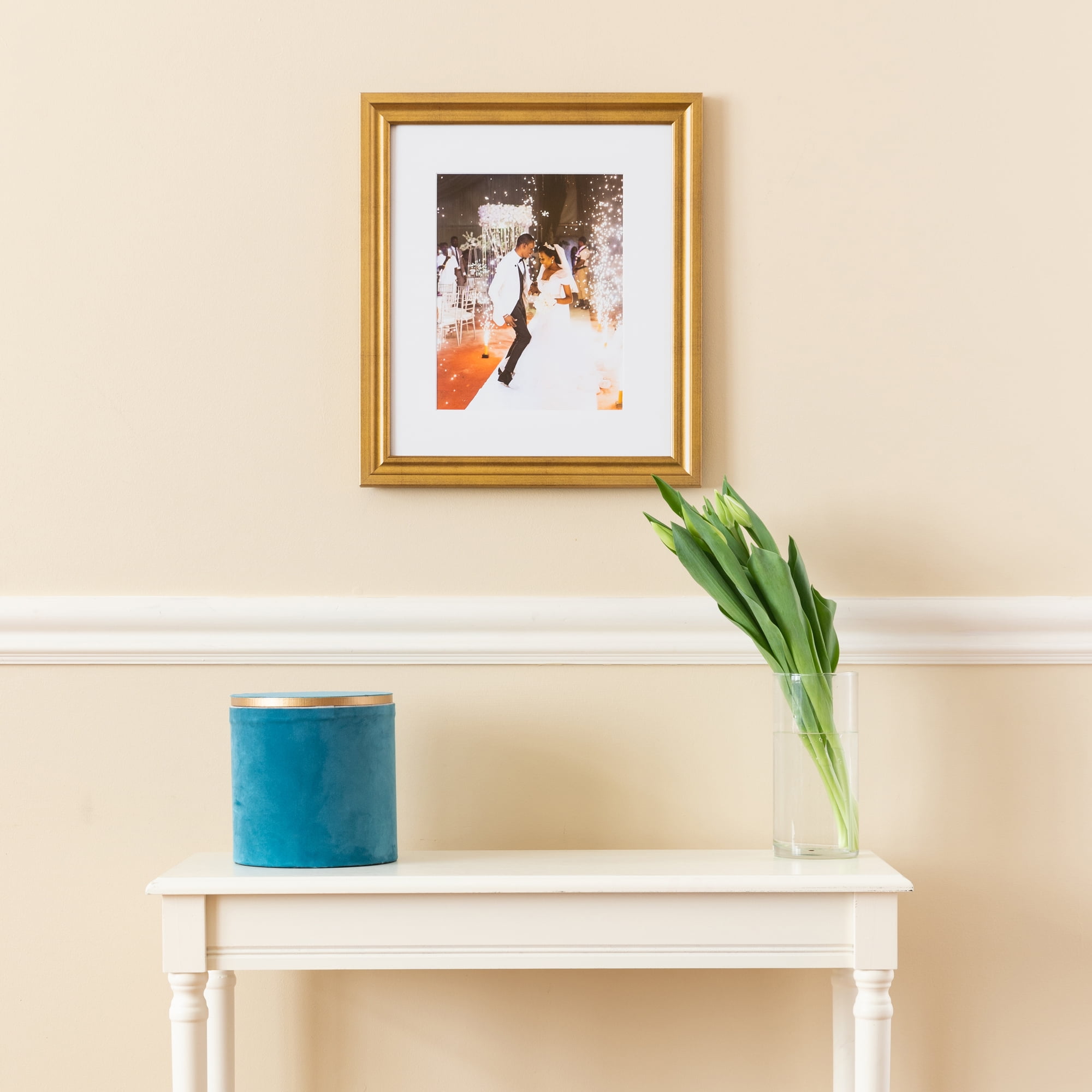 ArtToFrames 16x20 Inch Muted Gold Glow Picture Frame, This Gold MDF Poster Frame is Great for Your Art or Photos, Comes with 060 Plexi Glass (4680)