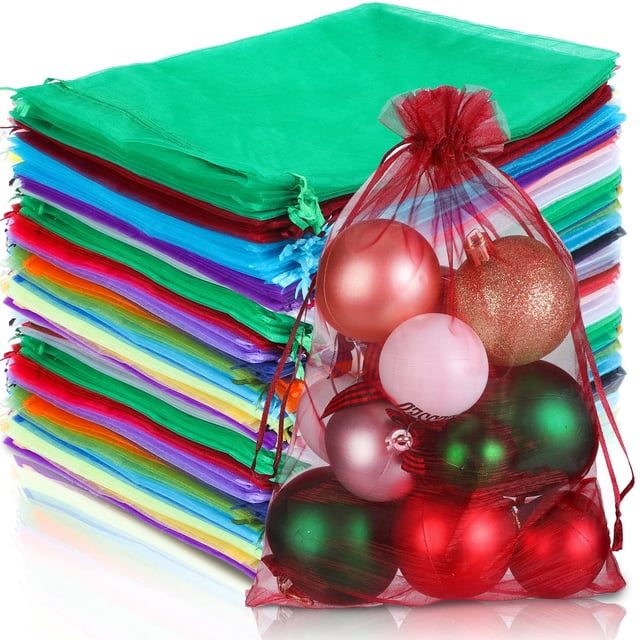 Bolsas de regalo Funtery, 200 unidades, malla de organza, 20 x 30 cm, multicolor