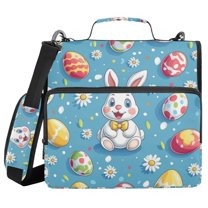 FORMRS Zipper Binder with Shoulder Strap 1.5-inch Ring 500 Sheet Capacity File Bag, Easter Bunny Pattern