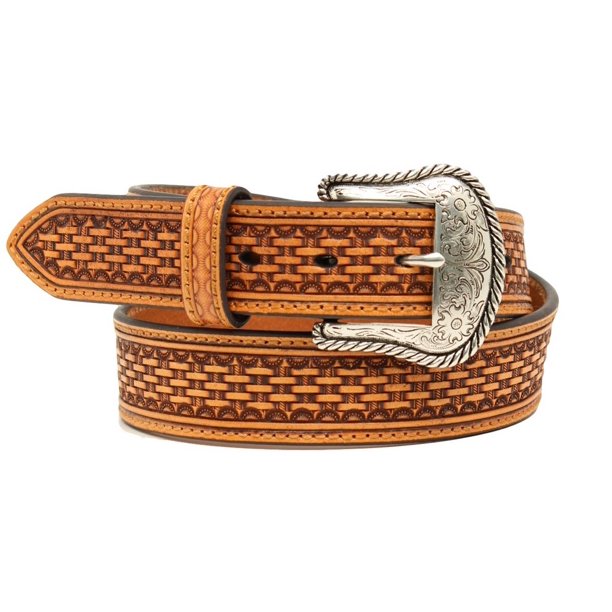 Nocona Nocona Western Belt Mens Basketweave Embossed Rope Tan