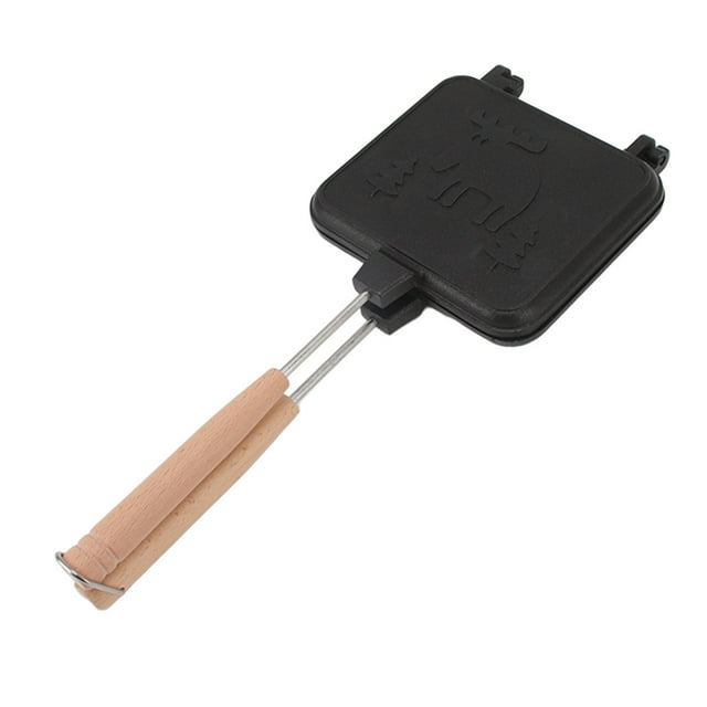 Sartén para sándwiches, sartén abatible para desayuno a prueba de palos de doble cara con mango desmontable para carne, pan, huevo