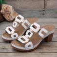 thumbnail image 6 of Slides Sandals for Women Trendy Cutout Open Toe Heels Comfortable Orthopedic Shoes Casual Platform Slip on Summer Dress Shoes White Size 7, 6 of 8