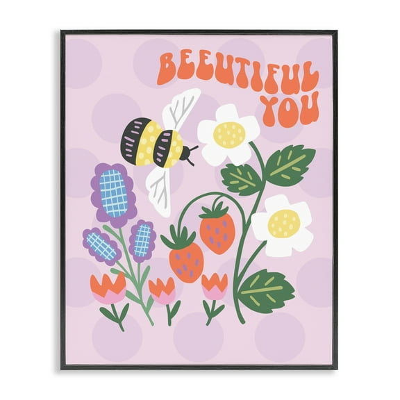 Stupell Industries Beeuitiful You Uplifting Bee Black Framed Giclee Art design by Jilly Jack Designs, 14 x 11