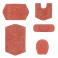 thumbnail image 3 of HOME WEAVERS Waterford Collection 100% Cotton Non-Slip Bathroom Rug Set Machine Washable Bathroom Rug, Bath Rug, U Shaped Contour, Lid Cover, Toilet Tank Cover, Coral Color 5 Piece Bath Rug set, 3 of 8