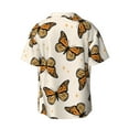thumbnail image 6 of PAYOHTO Monarch Butterflies Mens Hawaiian Casual Short-sleeved Shirt Tropical Summer Beach Button Down Shirts, 6 of 7