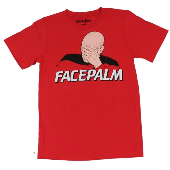 Star Trek The Next Generation Mens T-Shirt - "Facepalm" Picard Image (Small)