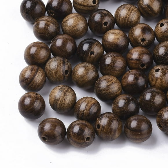 HLONK 200 Pcs Perles en Bois Naturel Perles en Bois Ciré Non Teint Rondes Camel Trou 8mm 1.5mm