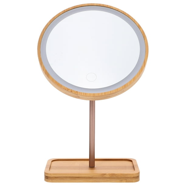 GOOHOCHY 1 espejo de maquillaje de sobremesa para mujer con luz LED, espejo de tocador de escritorio.