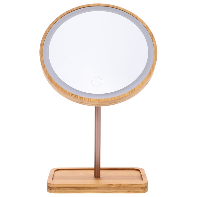Miangastore Miroir de Maquillage en Bois avec Éclairage de Table et Plateau