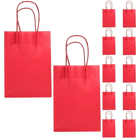 WHAMVOX  12 Pcs Christmas Gift Bags Red with Handles Party Favor Supplies Large