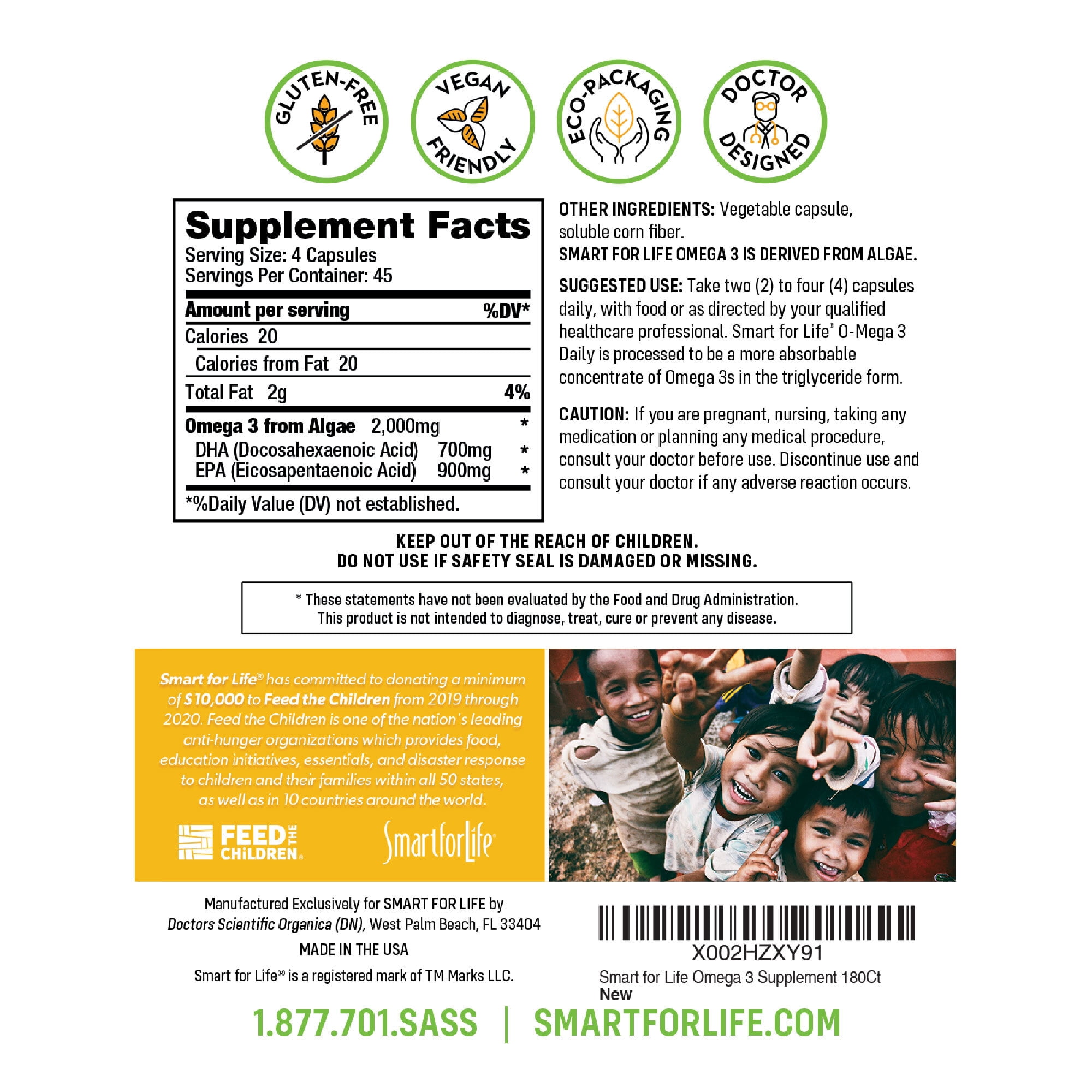 Smart for Life Plant Based O-mega3 180 Ct