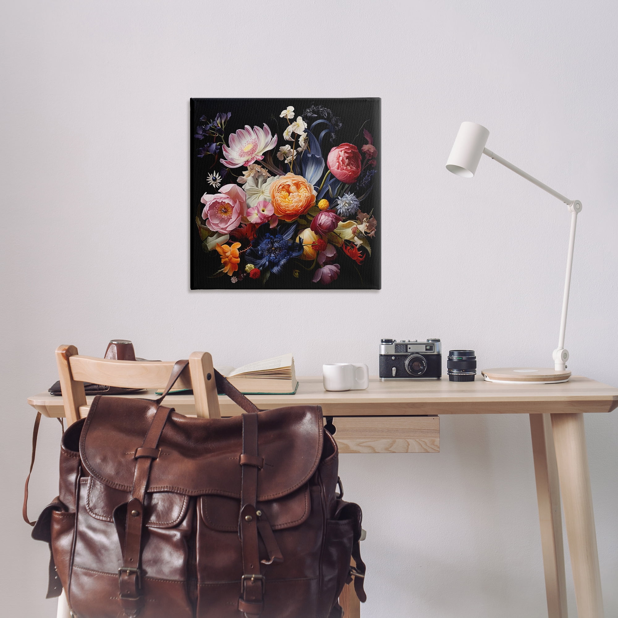Stupell Industries Vintage Dark Bouquet Plants & Flowers Painting Wrapped Canvas Art Print Wall Art, 30 x 30