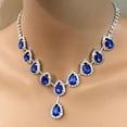 thumbnail image 7 of SmartBy 1 Set Women Necklace Earrings Water Drop-shaped Rhinestone Jewelry Sparkling Bright Luster Jewelry Set for Prom, 7 of 7