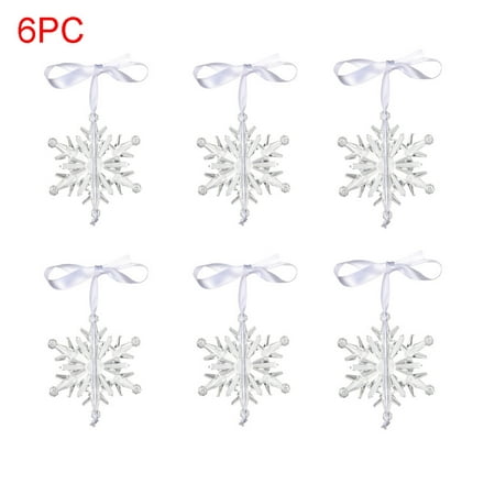 Christmas Ornaments Hanging Acrylic Clear Snowflakes Glitter Tree Party