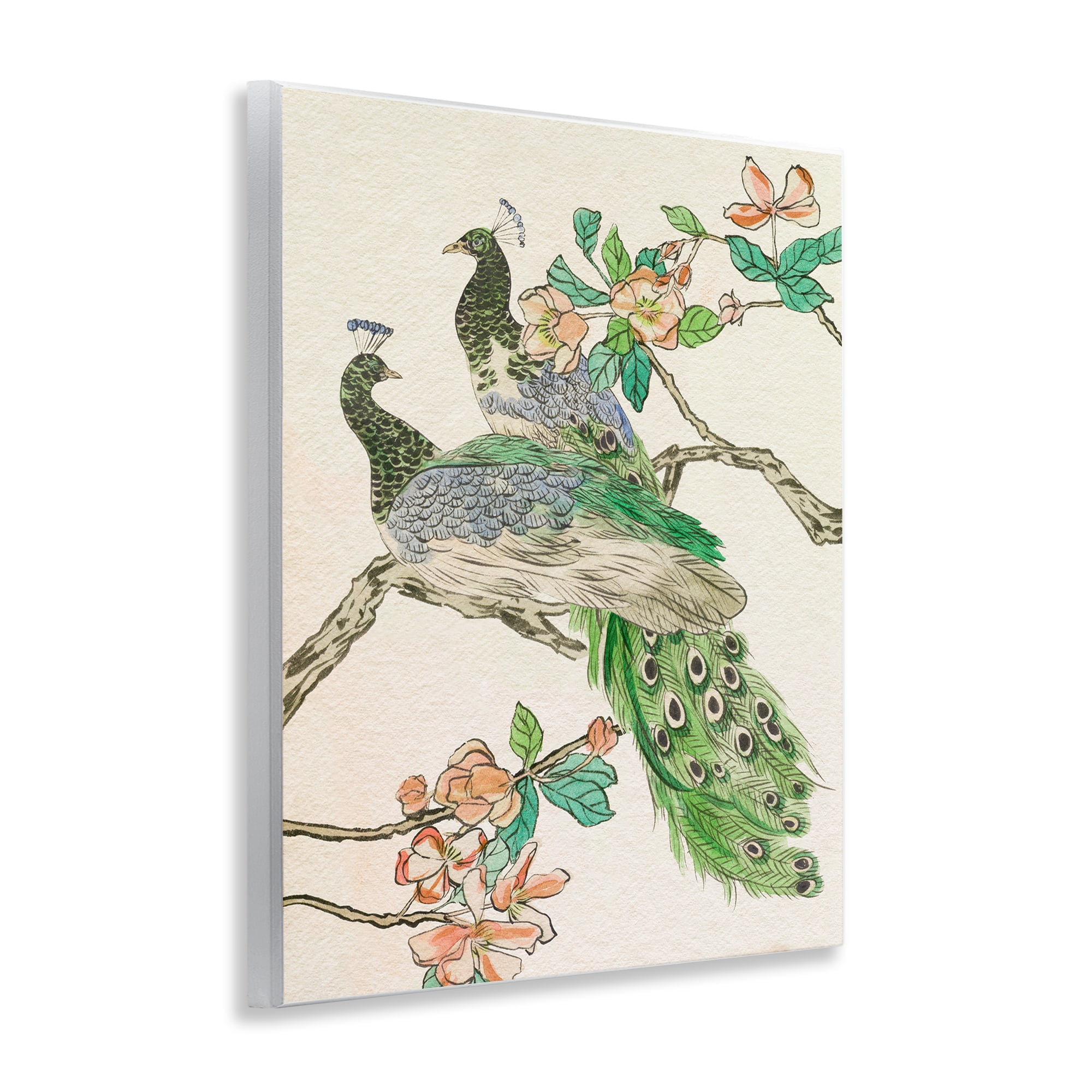 Stupell Industries Peacock Perched on Branch Animals & Insects Painting Unframed Art Print Wall Art, 11 x 14