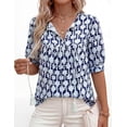 thumbnail image 6 of PRETTYGARDEN Womens Summer Boho Tops Vacation Outfits Casual Tie Front V Neck Peasant Blouses Puff Short Sleeve Shirts, 6 of 7