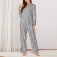 thumbnail image 2 of Lsque GlitterSilver Pattern Long Sleeve Pajama Set for Women - Soft 2-Piece Sleepwear and Loungewear Set with Pockets, Comfy Nightwear-Medium, 2 of 7