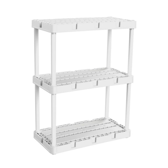 Gracious Living 3 Shelf Knect-A-Shelf Fixed Height Light Duty Storage,White