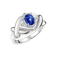 thumbnail image 4 of RYLOS Rings for Women 14K White Gold Ring XOXO Hugs & Kisses 7X5MM Gemstone & Diamond Ring Blue Star Sapphire Jewelry Size 10, 4 of 8