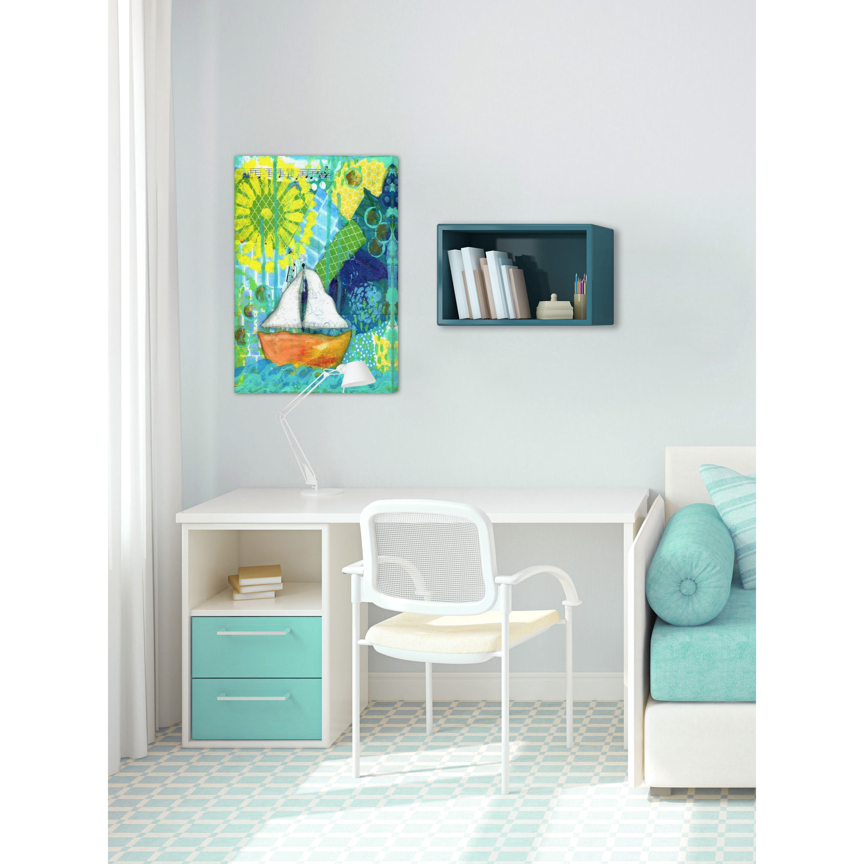 Marmont Hill "Orange Boat" by Jill Lambert Painting Print on Wrapped Canvas