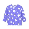 thumbnail image 4 of Ugoldhm Girls Blouses Round Neck Star Graphic Casual Tops 3/4 Sleeve Summer Fall Kids Clothes, 4 of 5