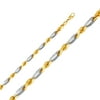 Solid 14k White and Yellow Gold 7.5MM Two Tone Figaro Rope Figarope 7 Chain Necklace With - 24 Inches