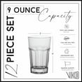 thumbnail image 2 of Vikko 9 Ounce Drinking Glass: Tumblers & Water Glasses - Thick Glassware Drinking Glasses Set of 12 - Kitchen Water Glass also for Orange Juice, Ice Tea, Etc. - Stackable Glasses - 12 Juice Glasses, 2 of 2