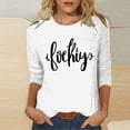 thumbnail image 4 of Mujeres Tres Cuartos de Manga Tops Día de la Mujer Impreso Cuello Redondo Blusa Suelta, Suéter de Manga Casual 3/4 para el Uso de Primavera Y Verano, 4 of 5