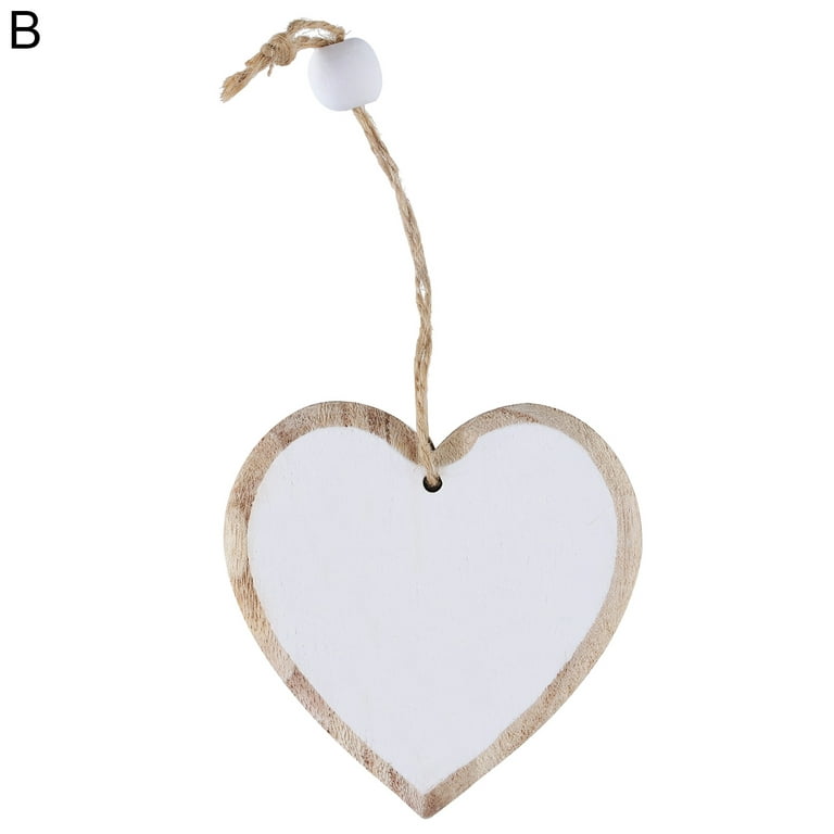 Farfi Nice-looking Heart Pendant Romantic Wood DIY Crafts Hanging Heart  Decor Party Supplies (Type B) 