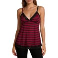 thumbnail image 3 of Lixiuxyad Womens Basic Cami Tops Summer Punk Striped Contrast Trim Spaghetti Strap Tank Top For,Red S, 3 of 6