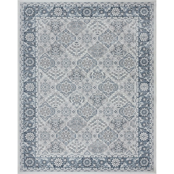 Tayse Nexus Area Rug NEX1201 Traditional Blue Bordered Bulbs 7' 10" x 10' 2" Rectangle